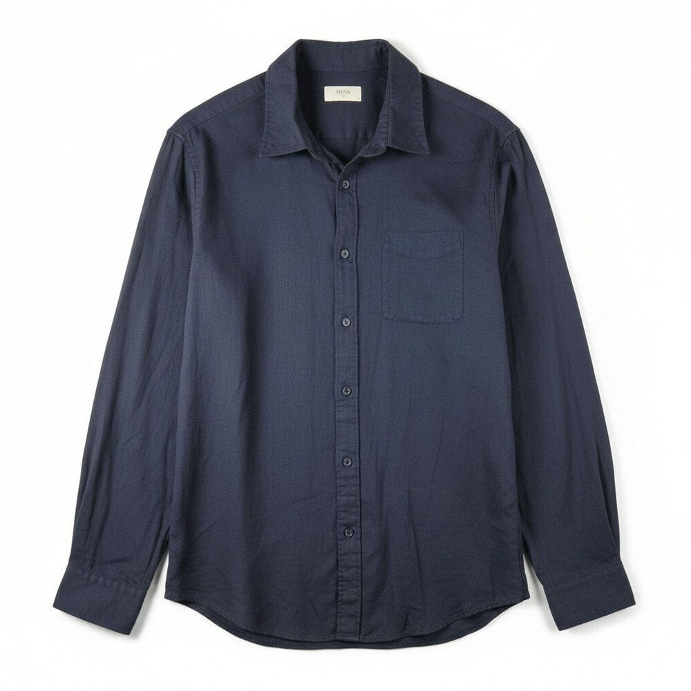 TopTen Men Hemp Cotton Blend Long Sleeve Casual Button Up Shirt Blue XXL Classic
